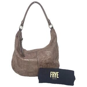 FRYE Veronica Zip Slouchy Distressed Leather Hobo Bag Charcoal Grey Shoulder EUC
